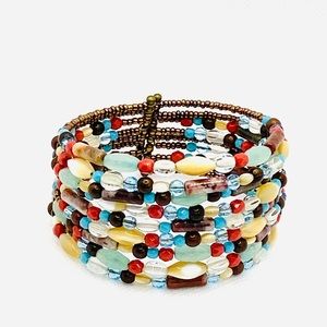 Lia Sophia Cuff Beaded Natural Stones Bangle